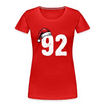 92 Numéro Noël - T-shirt bio Premium Femme - rouge - Devant - Mia (176cm)