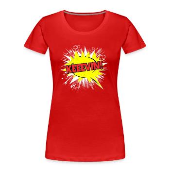 Kevin Nom Funny Speech Bubble Keeevin ! - T-shirt bio Premium Femme - rouge - Devant - Mia (176cm)