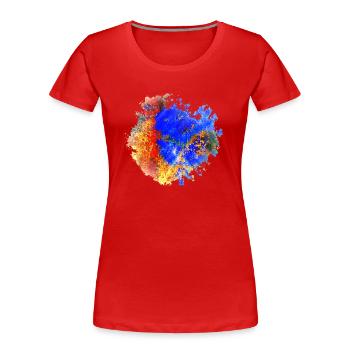 « ExON » par Acryl Gallery & Design - T-shirt bio Premium Femme - rouge - Devant - Mia (176cm)