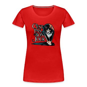 Wütende Katze - nicht am richtigen Tag - Frauen Premium Bio T-Shirt - Rot - Vorne - Mia (176cm)