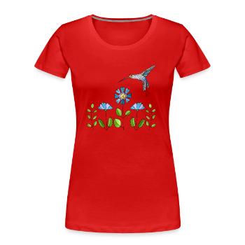 Bunter Vogel - Frauen Premium Bio T-Shirt - Rot - Vorne - Mia (176cm)