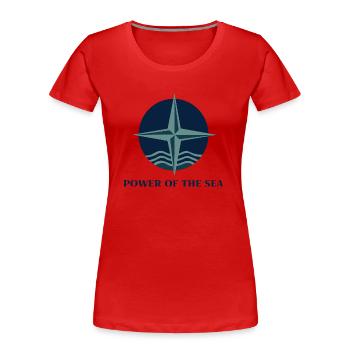 TSHIRT COOL, LE POUVOIR DE LA MER - T-shirt bio Premium Femme - rouge - Devant - Mia (176cm)