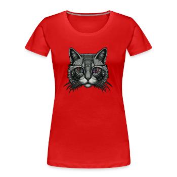 Robot cat - T-shirt bio Premium Femme - rouge - Devant - Mia (176cm)