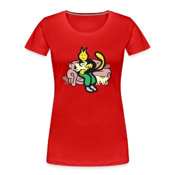 Katzen person - Frauen Premium Bio T-Shirt - Rot - Vorne - Mia (176cm)