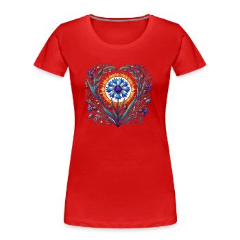 Le blues du jardin - T-shirt bio Premium Femme - rouge - Devant - Mia (176cm)
