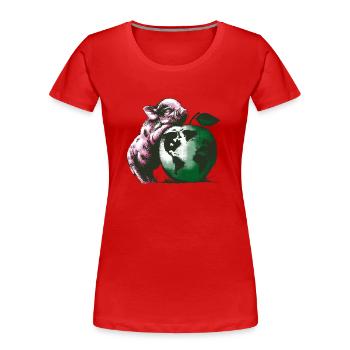 Vegan-Schweinchen - Frauen Premium Bio T-Shirt - Rot - Vorne - Mia (176cm)
