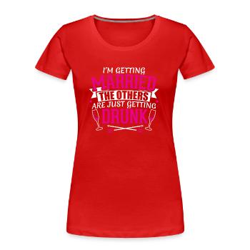 JGA - IM mariez BRIDE - T-shirt bio Premium Femme - rouge - Devant - Mia (176cm)