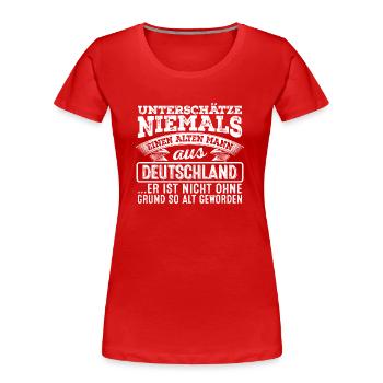 Der alte Mann aus DEUTSCHLAND - Frauen Premium Bio T-Shirt - Rot - Vorne - Mia (176cm)