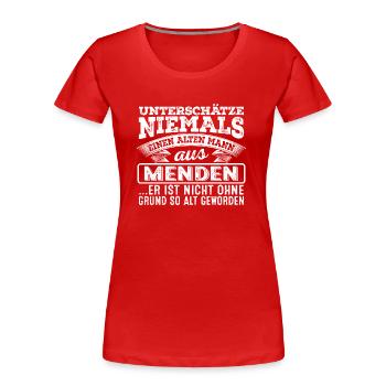 Der alte Mann aus MENDEN - Frauen Premium Bio T-Shirt - Rot - Vorne - Mia (176cm)