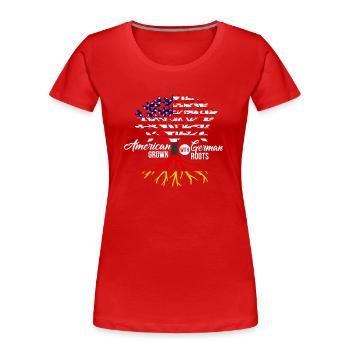 American German - Frauen Premium Bio T-Shirt - Rot - Vorne - Mia (176cm)
