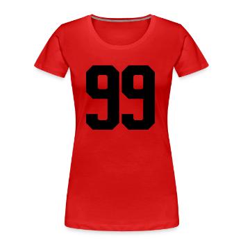 Nummer 99 große Zahlen Massive Ziffern - Frauen Premium Bio T-Shirt - Rot - Vorne - Mia (176cm)