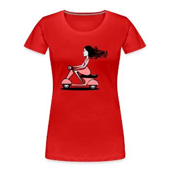 motorroller fahren frau girl - Frauen Premium Bio T-Shirt - Rot - Vorne - Mia (176cm)
