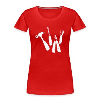 Tool Hammer Pliers Wrench Wrench - Women's Premium Organic T-Shirt - red - Front - Mia (176cm)