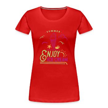 Crème glacée Été Plage Crème glacée Ambiances de vacances - T-shirt bio Premium Femme - rouge - Devant - Mia (176cm)