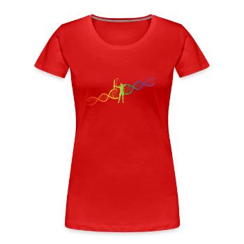 DNA Helix Regenbogen Genetik Bogenschießen Bunt - Frauen Premium Bio T-Shirt - Rot - Vorne - Mia (176cm)