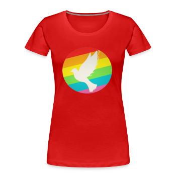 LGBT Regenbogen Friendenstaube - Frauen Premium Bio T-Shirt - Rot - Vorne - Mia (176cm)