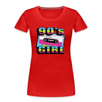 1990iger Sprüche 90s Geschenksidee - Frauen Premium Bio T-Shirt - Rot - Vorne - Mia (176cm)