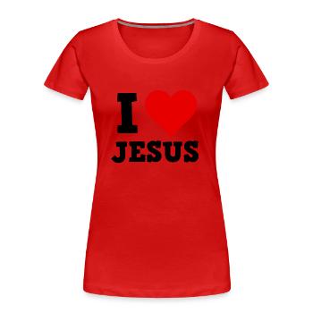 Ich liebe Jesus - Frauen Premium Bio T-Shirt - Rot - Vorne - Mia (176cm)