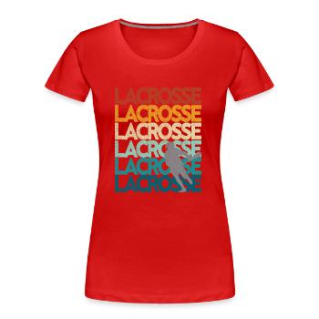 Lacrosse Retro Vintage Sunset - T-shirt bio Premium Femme - rouge - Devant - Mia (176cm)