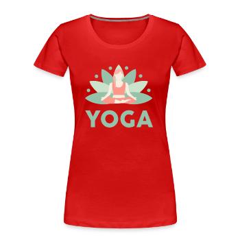 Yoga Meditation Lotusblüte Ruhe Entspannung Freude - Frauen Premium Bio T-Shirt - Rot - Vorne - Mia (176cm)