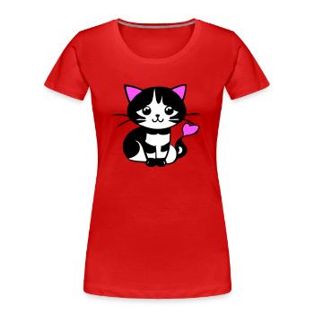 Süße Katze im Comic Stiel - Frauen Premium Bio T-Shirt - Rot - Vorne - Mia (176cm)