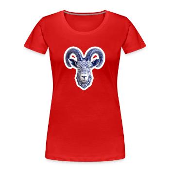 Keramischer Hirschkopf - Frauen Premium Bio T-Shirt - Rot - Vorne - Mia (176cm)