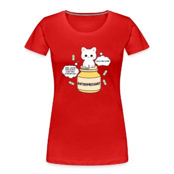 Chat joyeux dans un bocal - T-shirt bio Premium Femme - rouge - Devant - Mia (176cm)