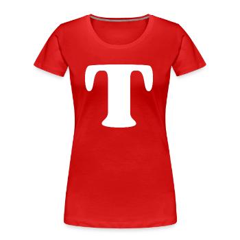 lettre t - T-shirt bio Premium Femme - rouge - Devant - Mia (176cm)