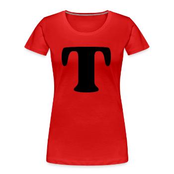 Buchstabe T - Frauen Premium Bio T-Shirt - Rot - Vorne - Mia (176cm)
