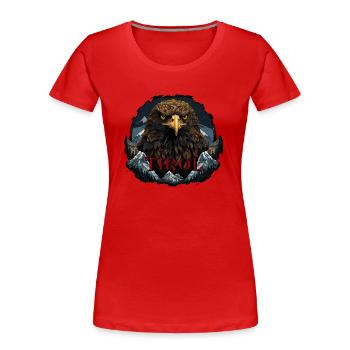 Dem Land Tirol die Treue! Tirol Design - Frauen Premium Bio T-Shirt - Rot - Vorne - Mia (176cm)