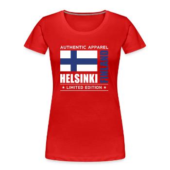 Helsinki - Frauen Premium Bio T-Shirt - Rot - Vorne - Mia (176cm)
