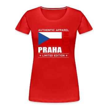 Praha - Frauen Premium Bio T-Shirt - Rot - Vorne - Mia (176cm)