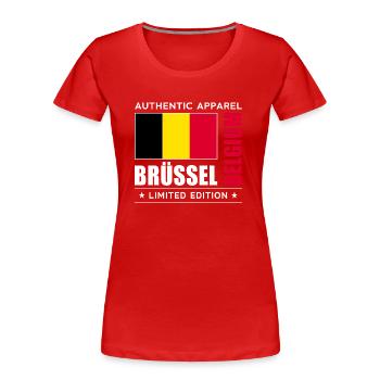Brüssel - Frauen Premium Bio T-Shirt - Rot - Vorne - Mia (176cm)