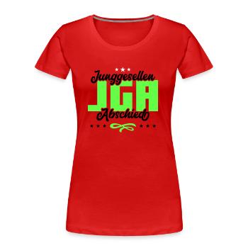 Enterrement de vie de garçon enterrement de vie de garçon - T-shirt bio Premium Femme - rouge - Devant - Mia (176cm)