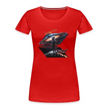 Interdimensionaler Außerirdischer - Frauen Premium Bio T-Shirt - Rot - Vorne - Mia (176cm)
