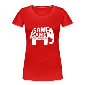 Pareil Pareil mais différent Sac à dos de voyageur en Thaïlande - T-shirt bio Premium Femme - rouge - Devant - Mia (176cm)