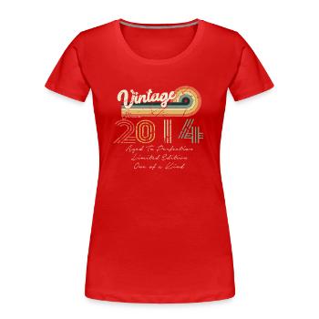 2014 Vintage Classic 2014 - Frauen Premium Bio T-Shirt - Rot - Vorne - Mia (176cm)