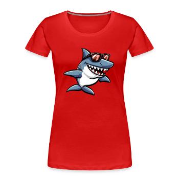 Hai Fisch Sonnenbrille Lustig - Frauen Premium Bio T-Shirt - Rot - Vorne - Mia (176cm)