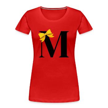 Buchstabe m gelbe Schleife - Frauen Premium Bio T-Shirt - Rot - Vorne - Mia (176cm)