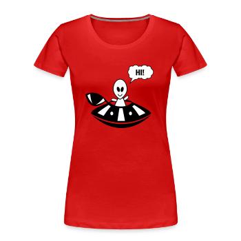 Ovni extraterrestre hi - T-shirt bio Premium Femme - rouge - Devant - Mia (176cm)