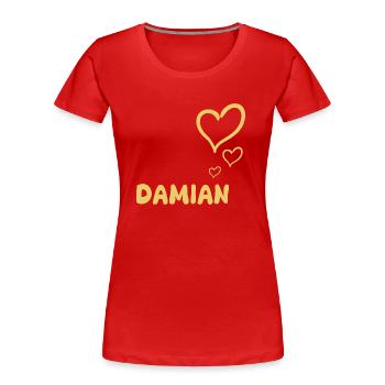 Vorname Damian - Frauen Premium Bio T-Shirt - Rot - Vorne - Mia (176cm)