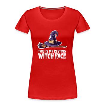 C’est mon visage de sorcière au repos Spooky Halloween Wit - T-shirt bio Premium Femme - rouge - Devant - Mia (176cm)