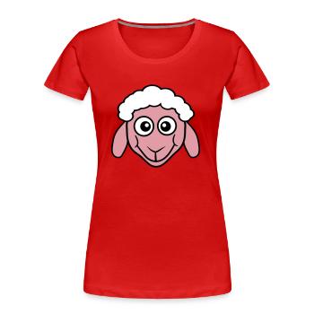 Mouton Visage Tête Mignon Mignon Agneau Cool Bande dessinée - T-shirt bio Premium Femme - rouge - Devant - Mia (176cm)