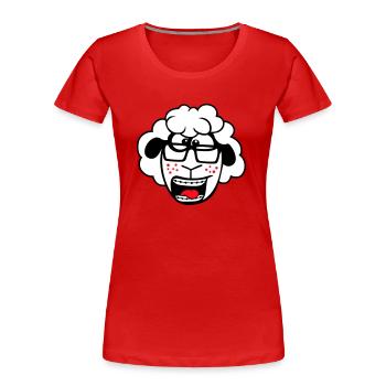mouton nerd hornglasses fermoir lunettes geek smart - T-shirt bio Premium Femme - rouge - Devant - Mia (176cm)