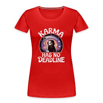 Le karma n’a pas de date limite Destiny Destin Équilibre - T-shirt bio Premium Femme - rouge - Devant - Mia (176cm)