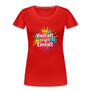 La diversité au lieu de la simplicité : déclaration contre la droite - T-shirt bio Premium Femme - rouge - Devant - Mia (176cm)