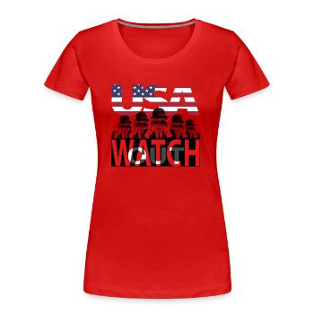 USA - watch out - Women's Premium Organic T-Shirt - red - Front - Mia (176cm)