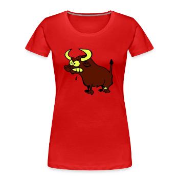 Mad Bull - T-shirt bio Premium Femme - rouge - Devant - Mia (176cm)