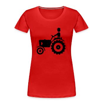Bauer mit Trecker / Traktor - Frauen Premium Bio T-Shirt - Rot - Vorne - Mia (176cm)