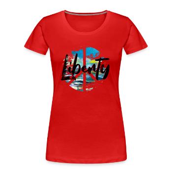 Peace woodstock Liberty - Frauen Premium Bio T-Shirt - Rot - Vorne - Mia (176cm)